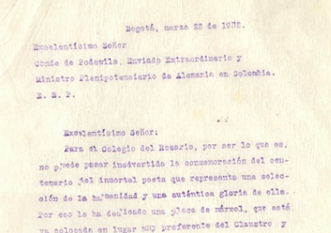 Carta de Castro Silva al ministro (embajador) de Alemania, conde Podewils.