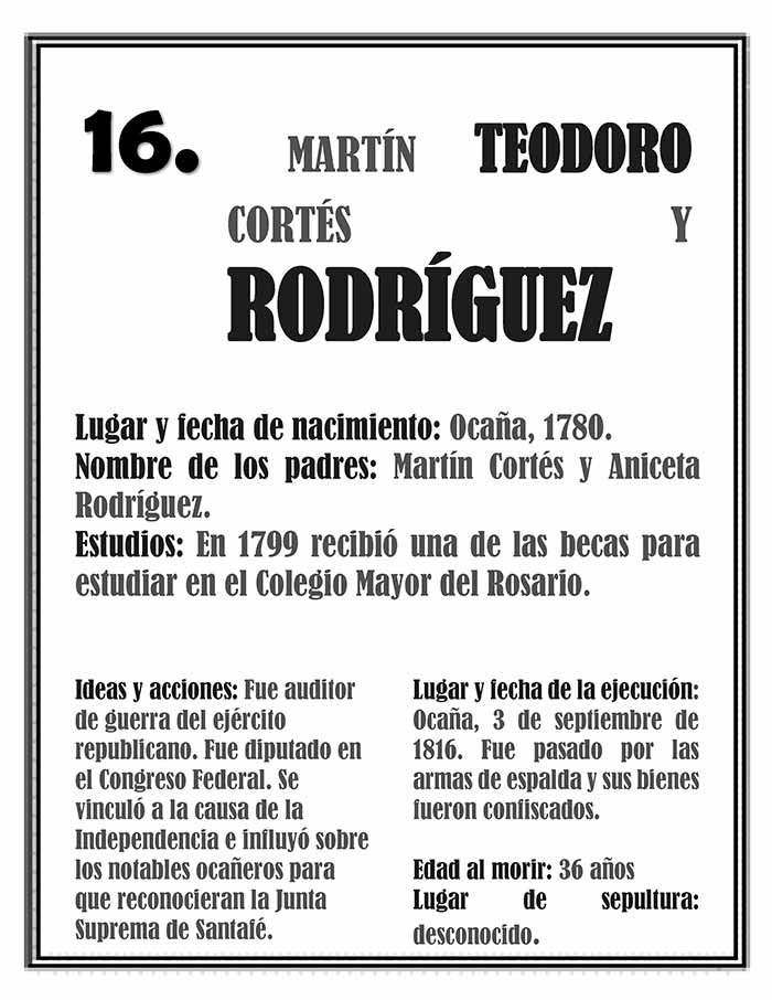 Martin Teodoro Cortés y Rodríguez estudiante del Colegio Mayor de Nuestra Señora del Rosario año 1800