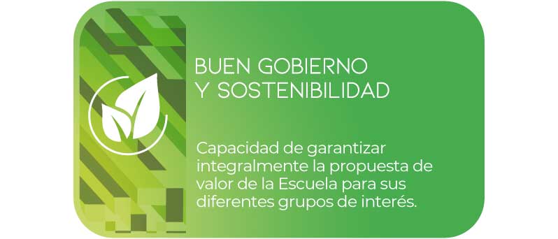 BUEN GOBIERNO Y SOSTENIBILIDAD: Capacidad de garantizar integralmente la propuesta de valor de la Escuela para sus diferentes grupos de interés