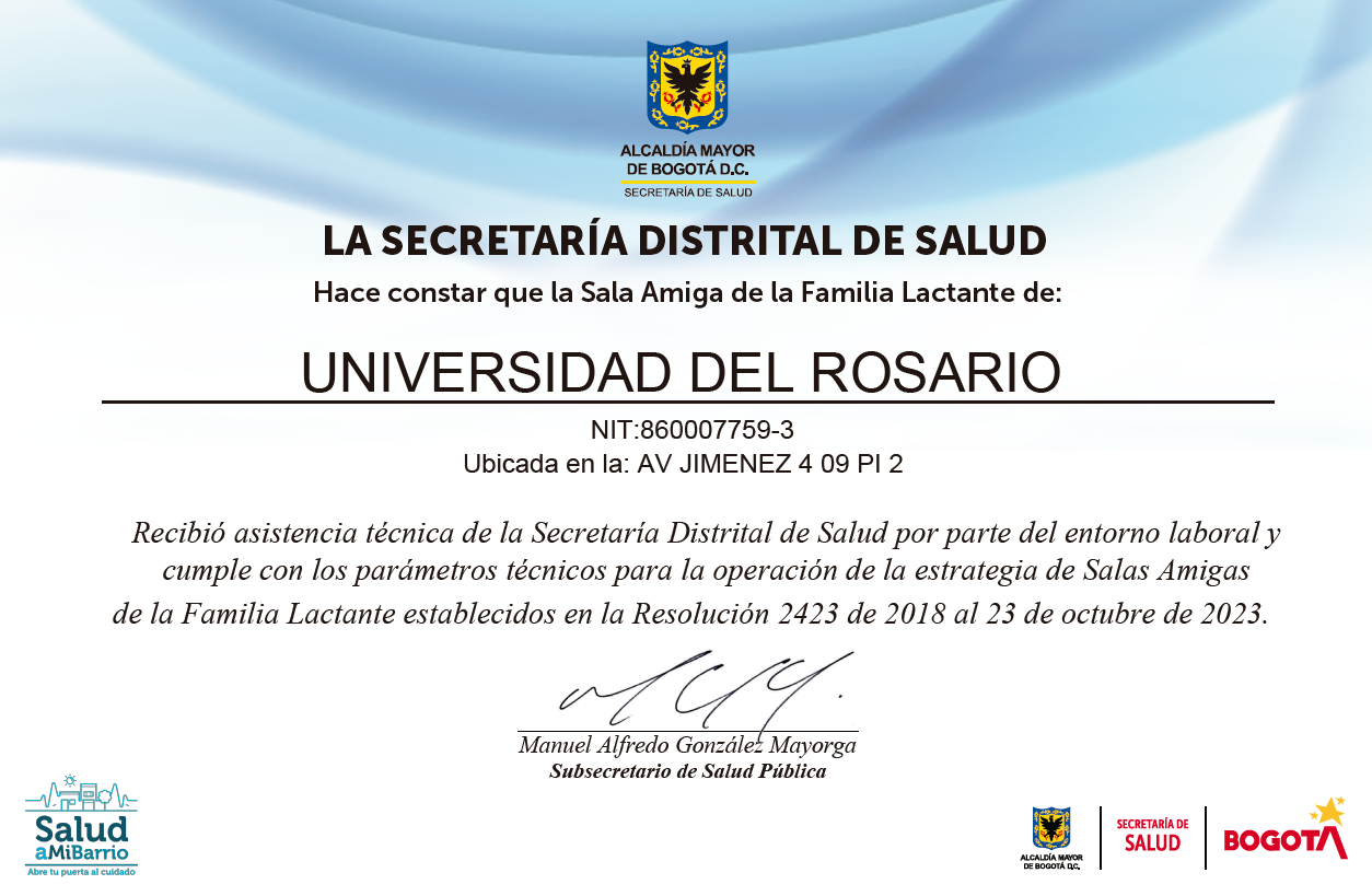 Certificación de la Sala Lactante